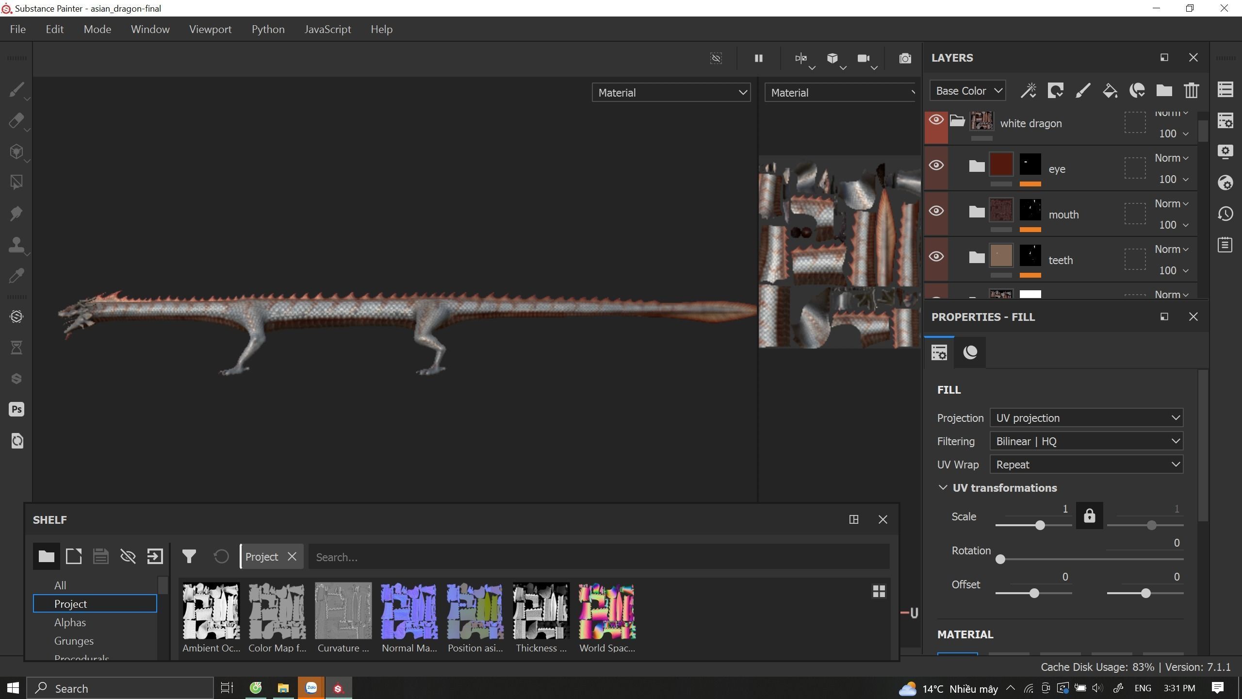 Asian Serpent Dragon Low-poly 3D model_24
