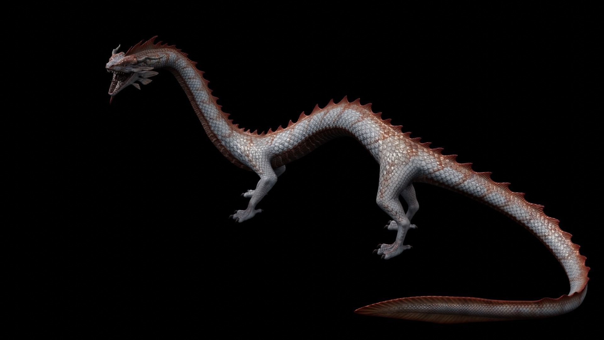 Asian Serpent Dragon Low-poly 3D model_16