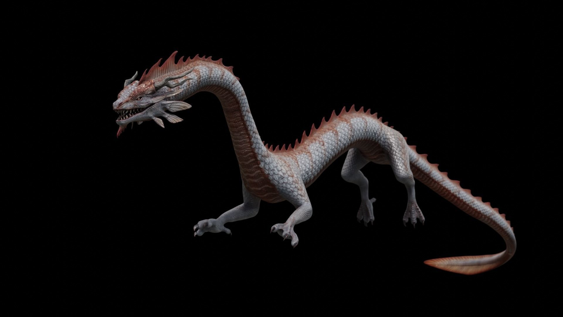 Asian Serpent Dragon Low-poly 3D model_35