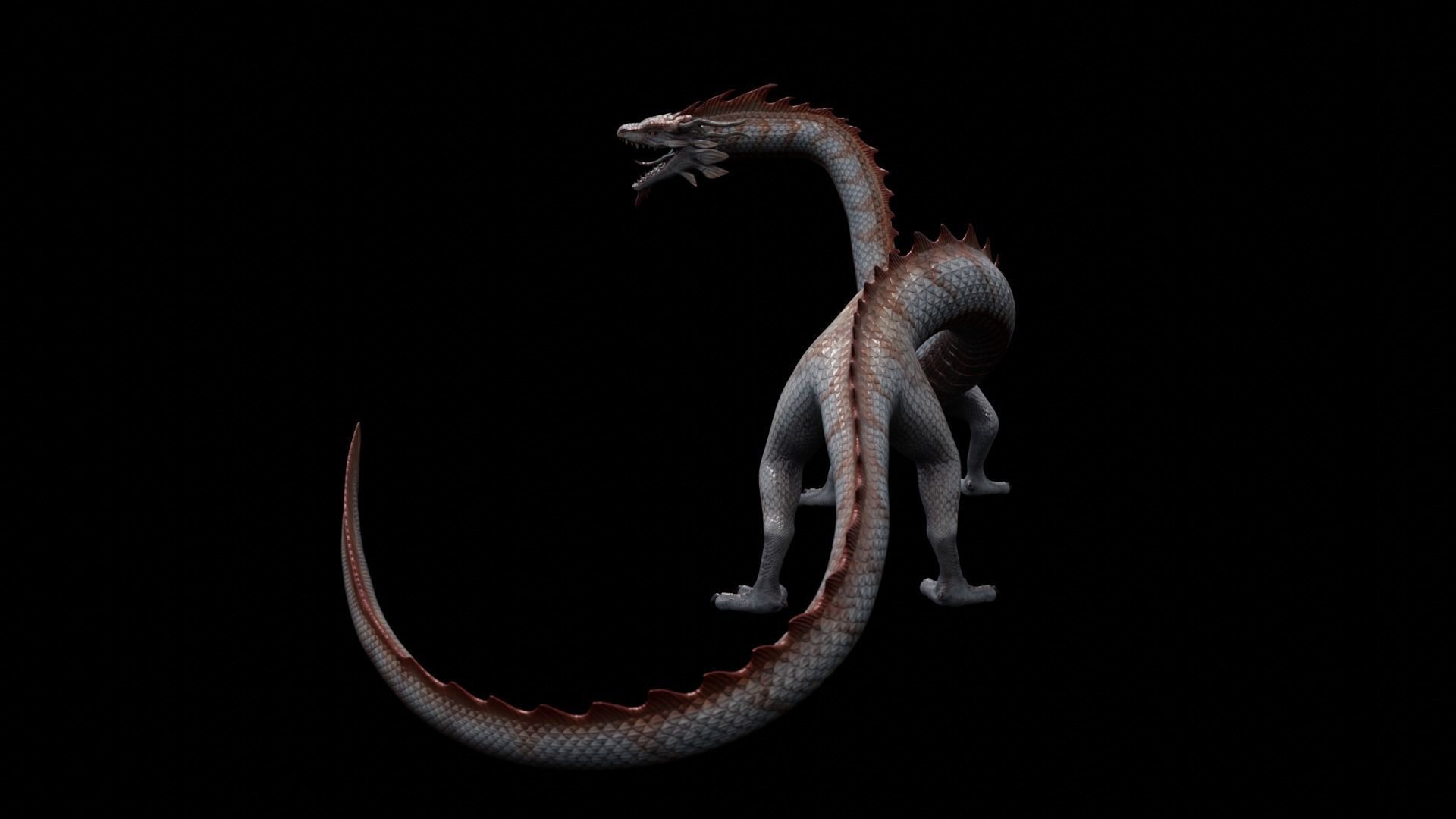 Asian Serpent Dragon Low-poly 3D model_42