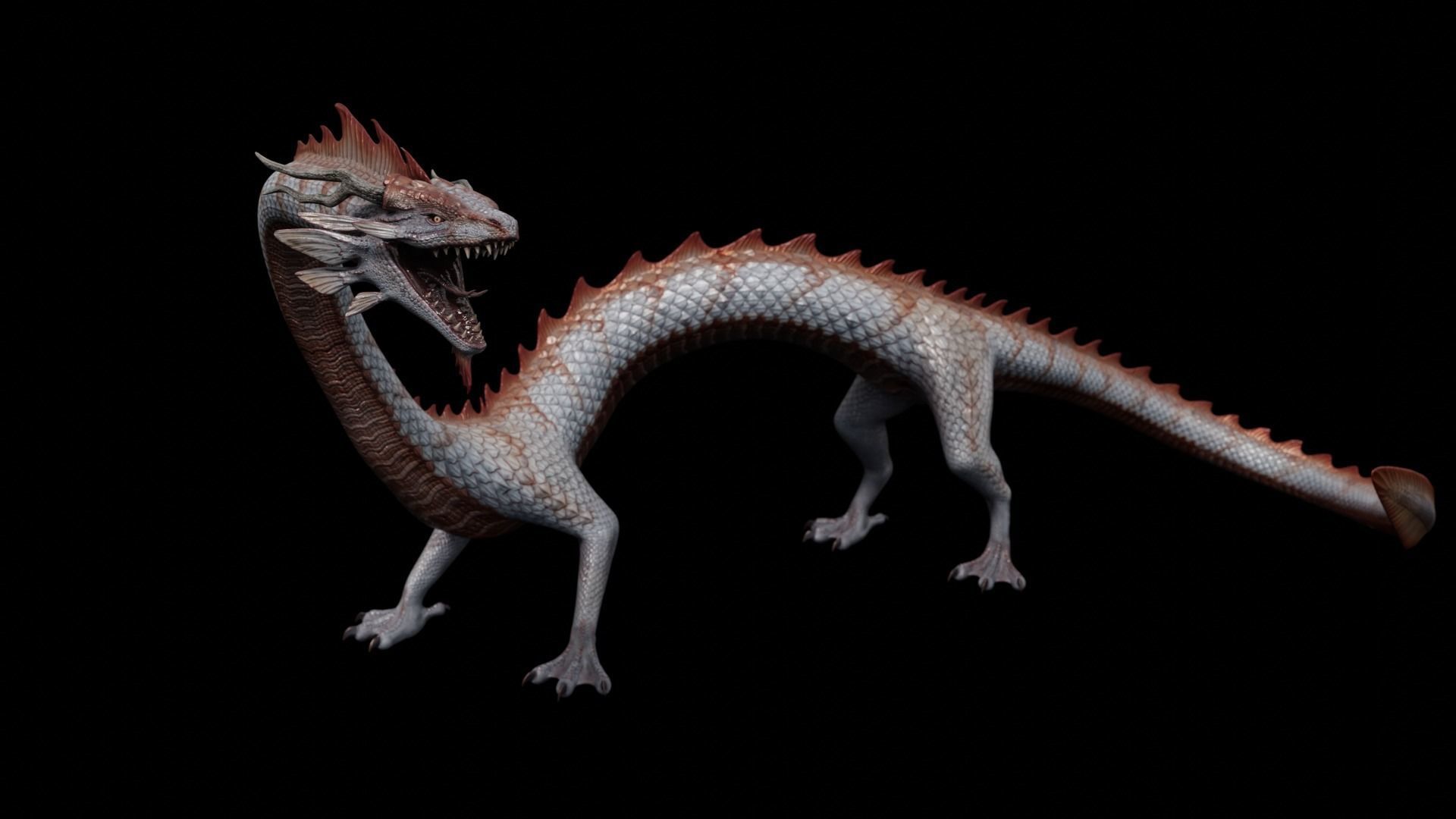 Asian Serpent Dragon Low-poly 3D model_34