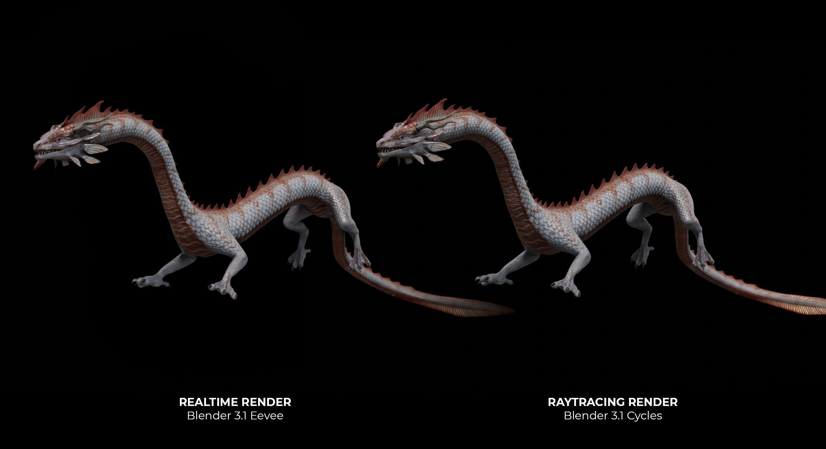 Asian Serpent Dragon Low-poly 3D model_4