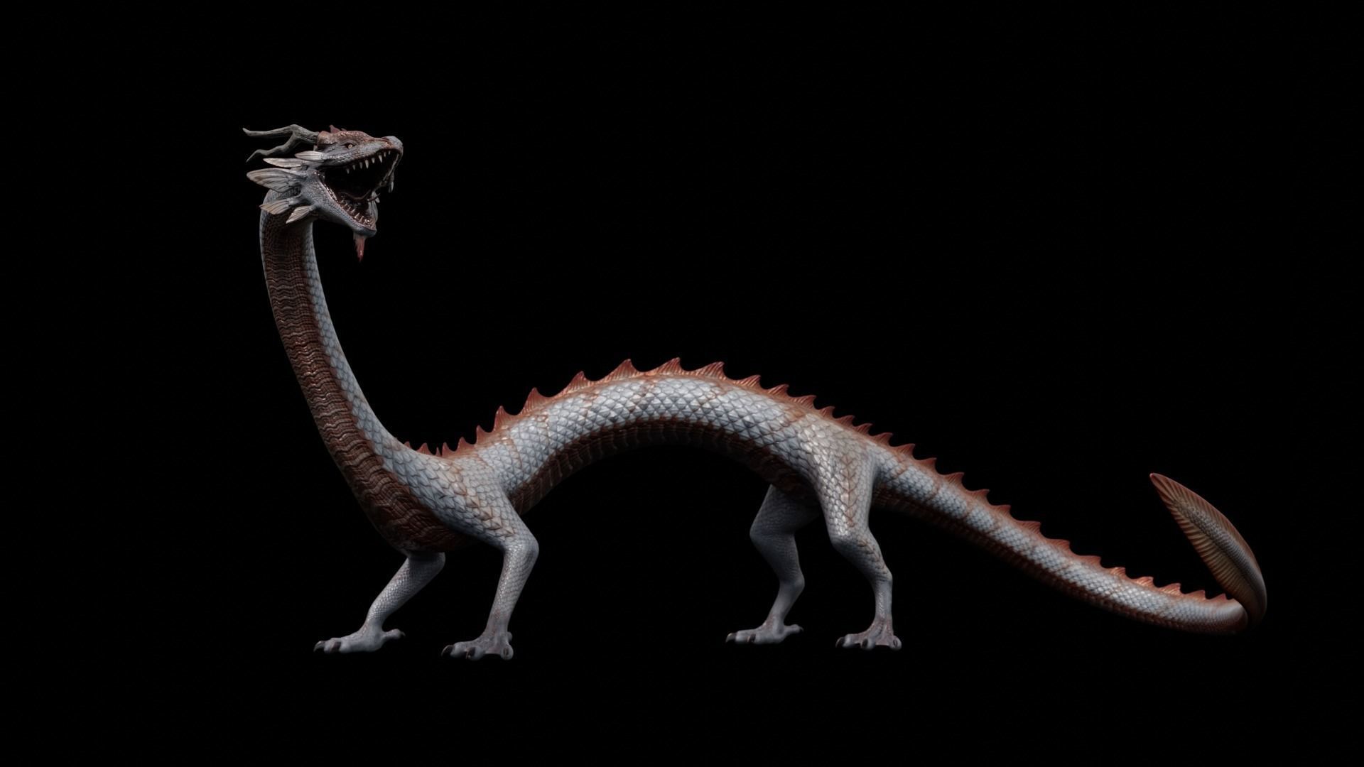 Asian Serpent Dragon Low-poly 3D model_31