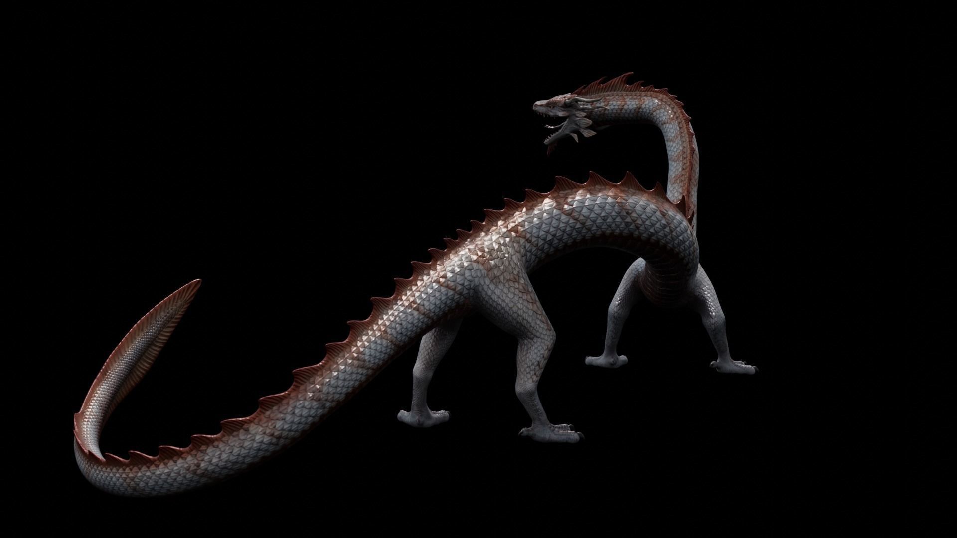 Asian Serpent Dragon Low-poly 3D model_32