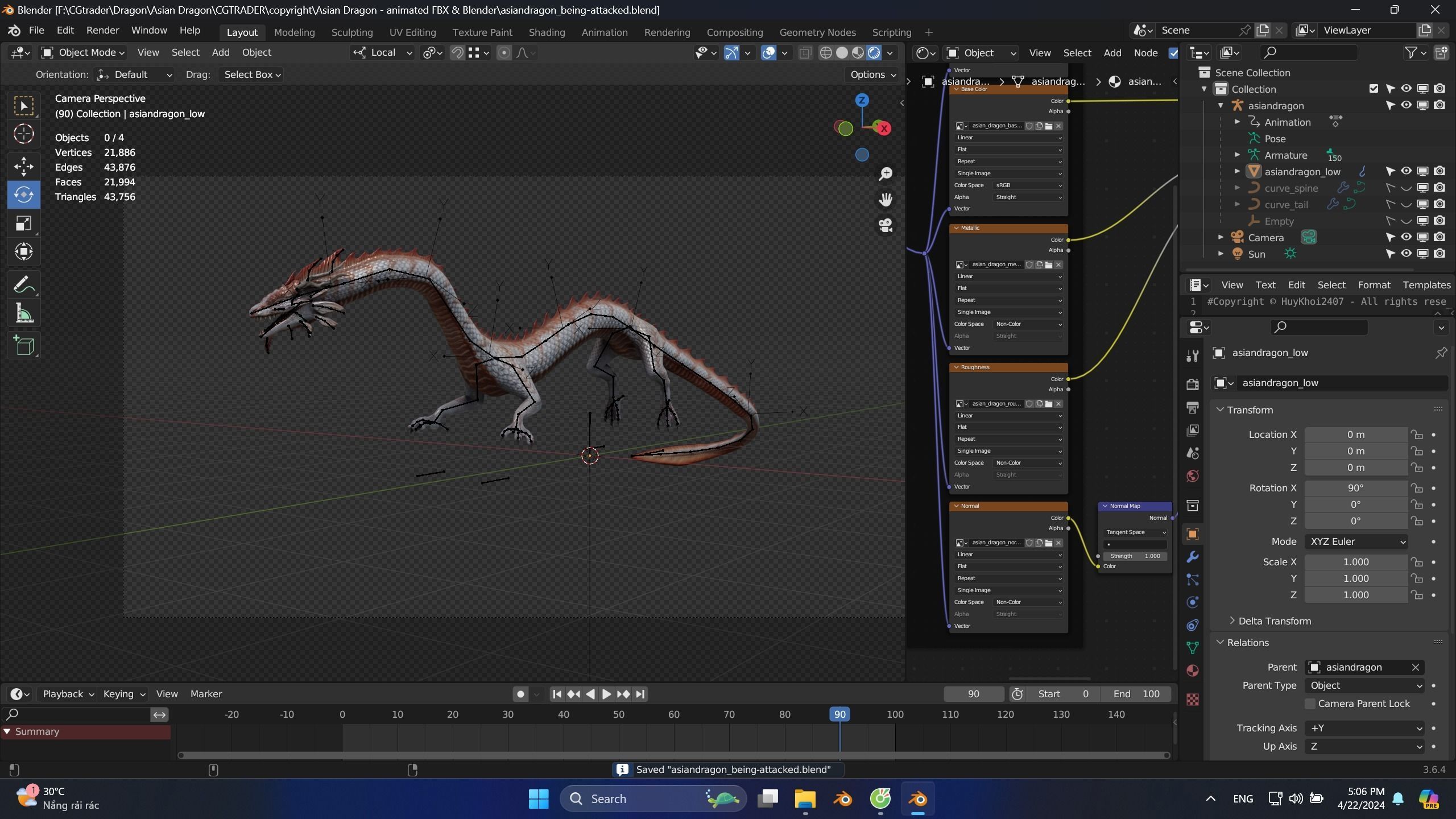 Asian Serpent Dragon Low-poly 3D model_22