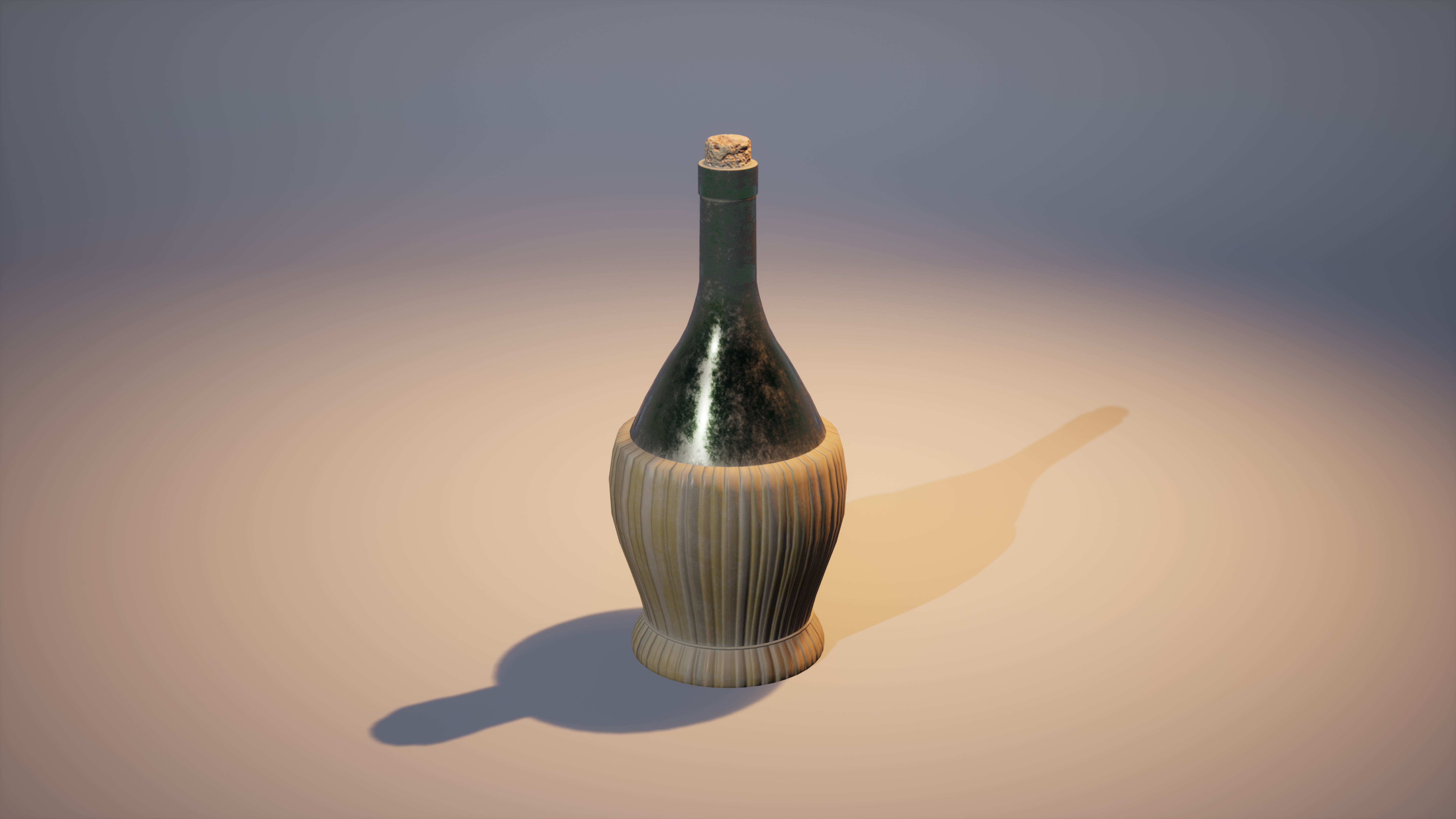 Old Bottle of rum Low-poly 3D model_1