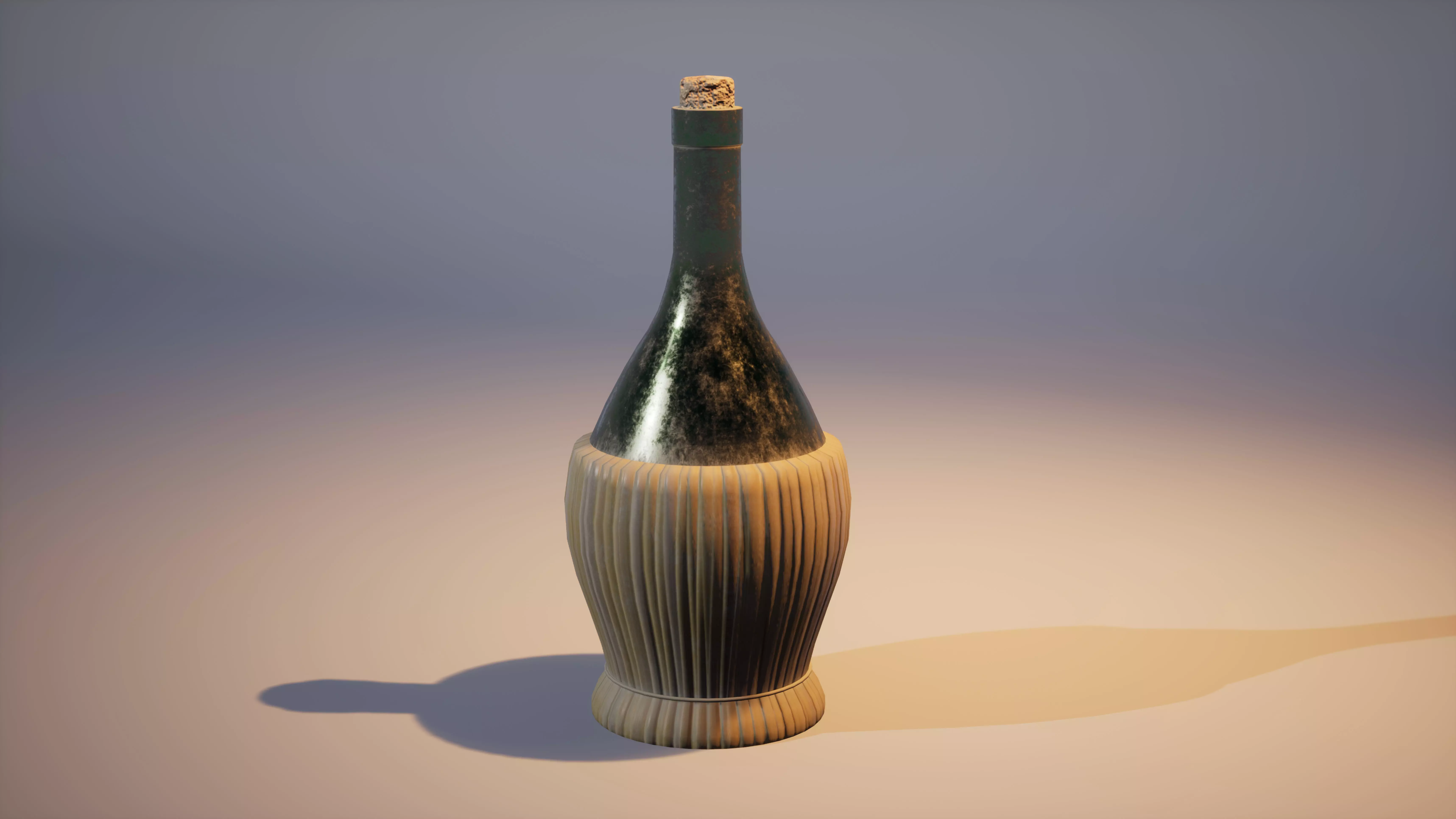 Old Bottle of rum Low-poly 3D model_0