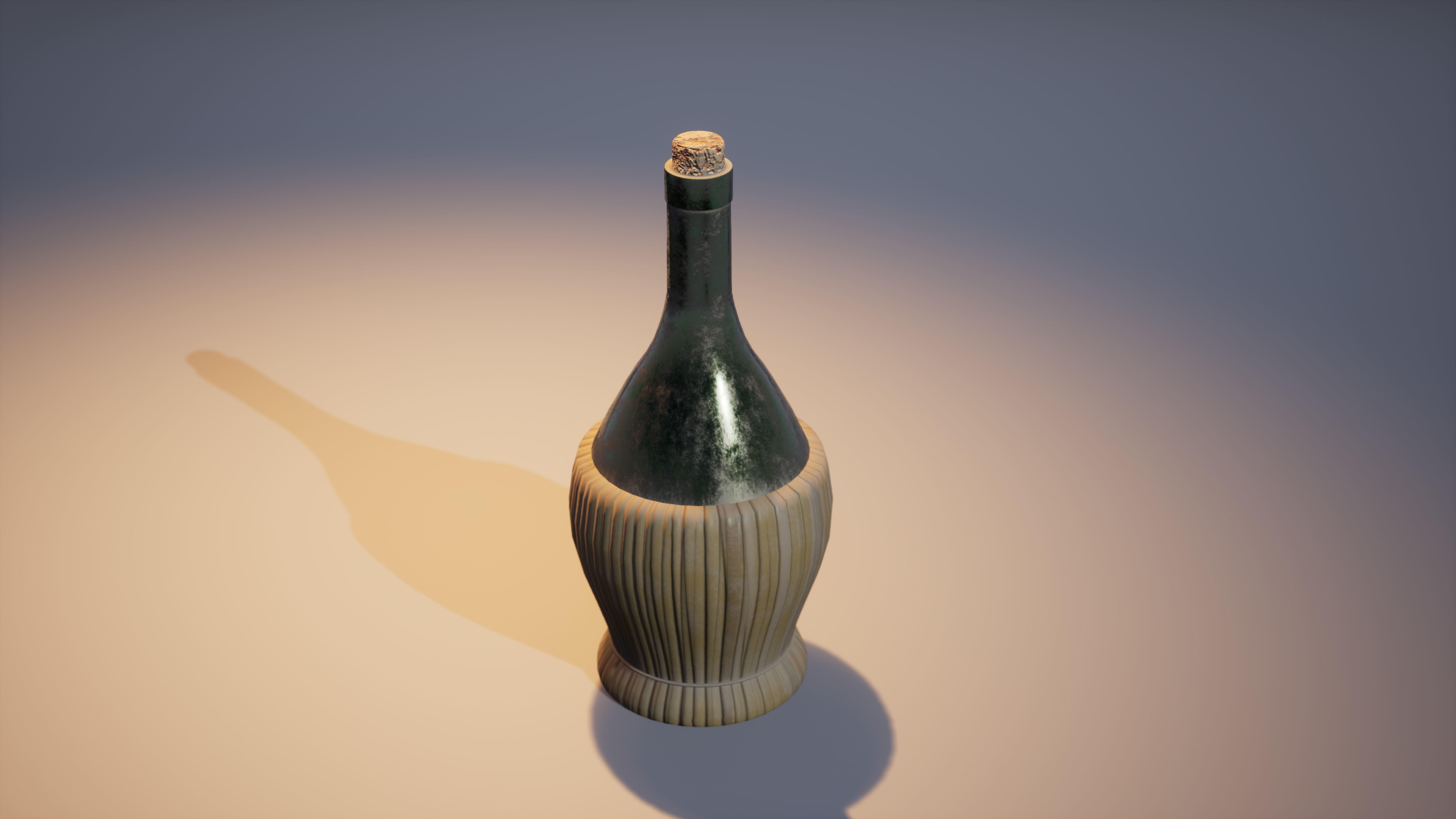 Old Bottle of rum Low-poly 3D model_4