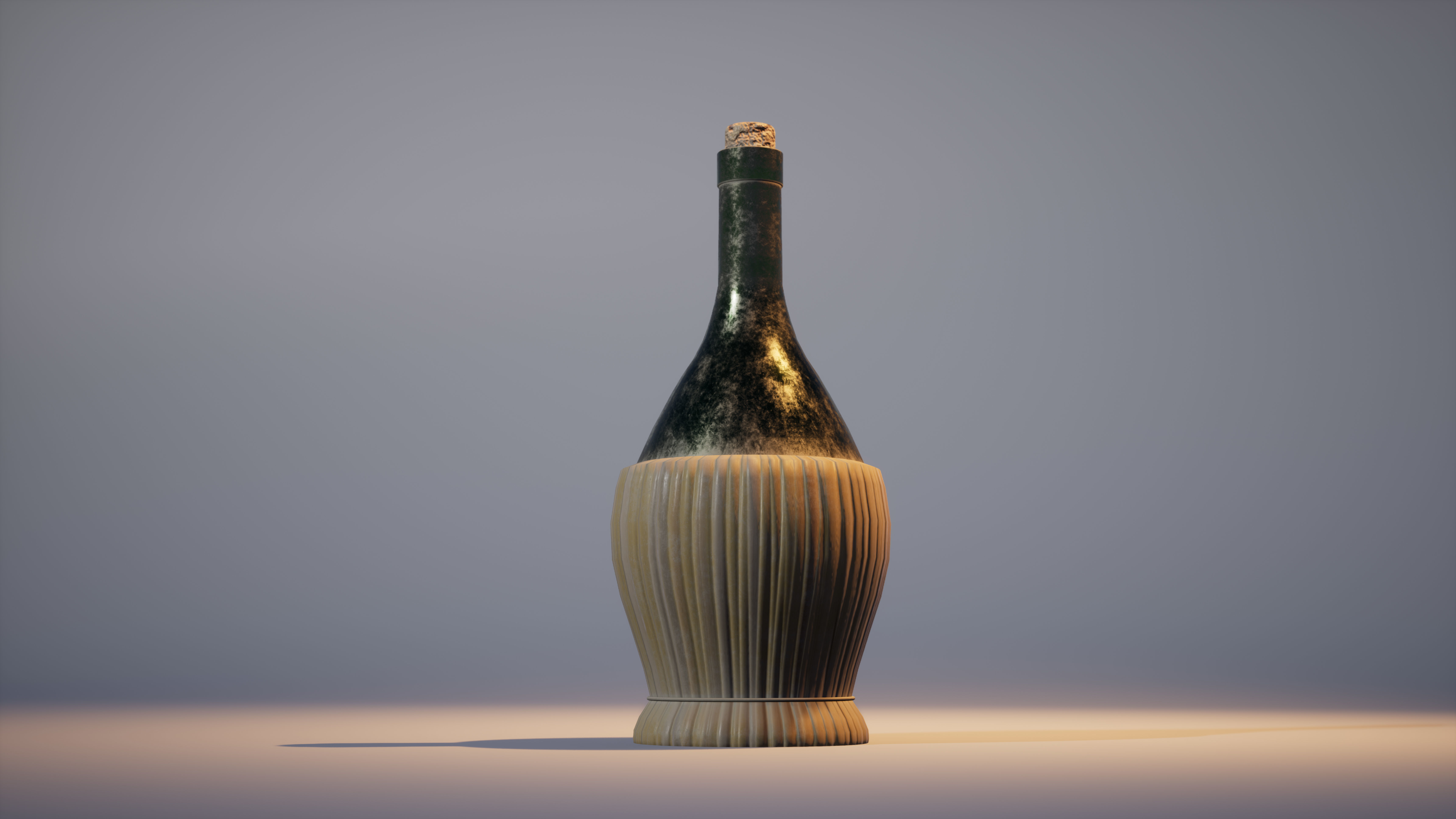 Old Bottle of rum Low-poly 3D model_3