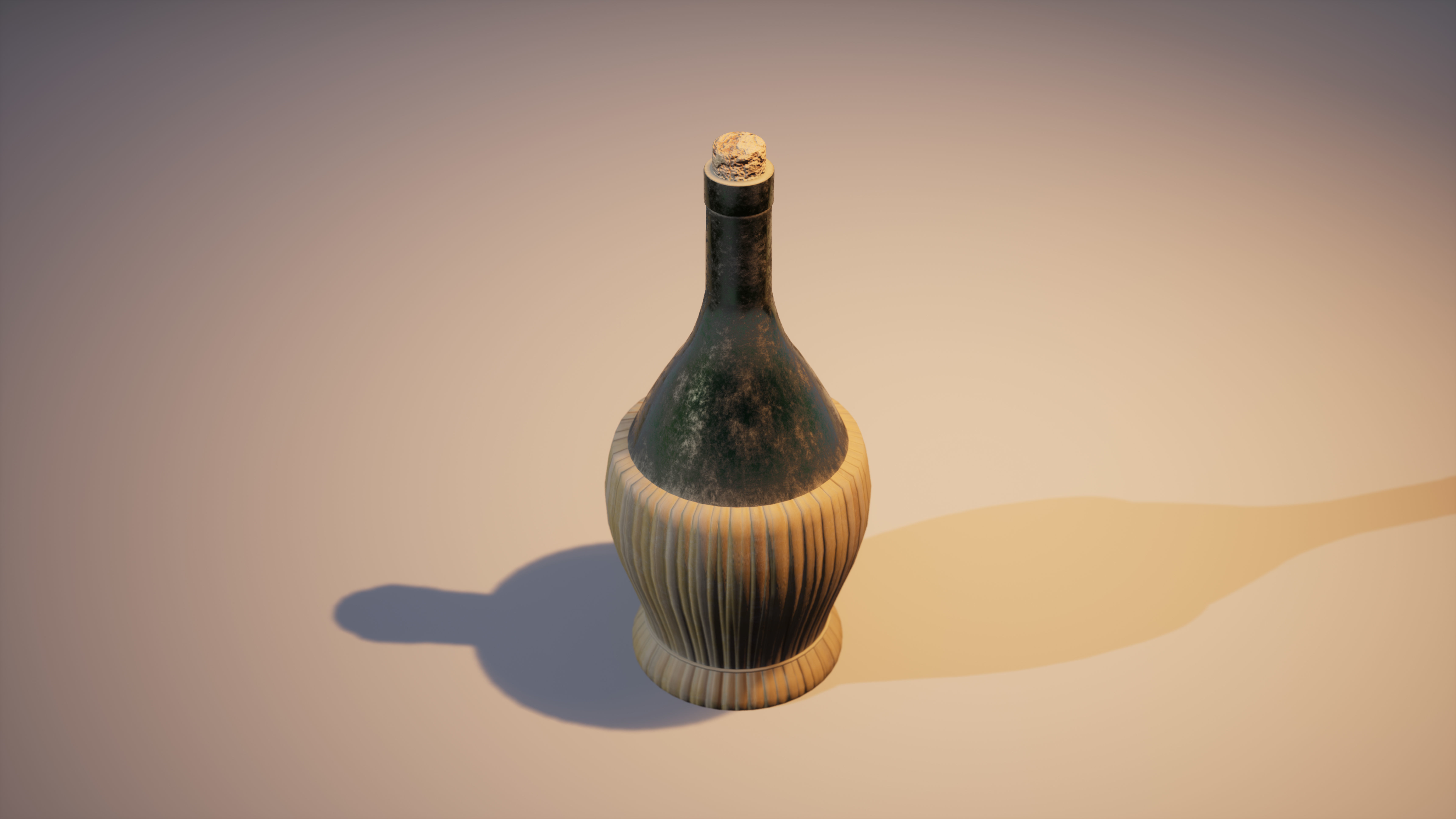 Old Bottle of rum Low-poly 3D model_2