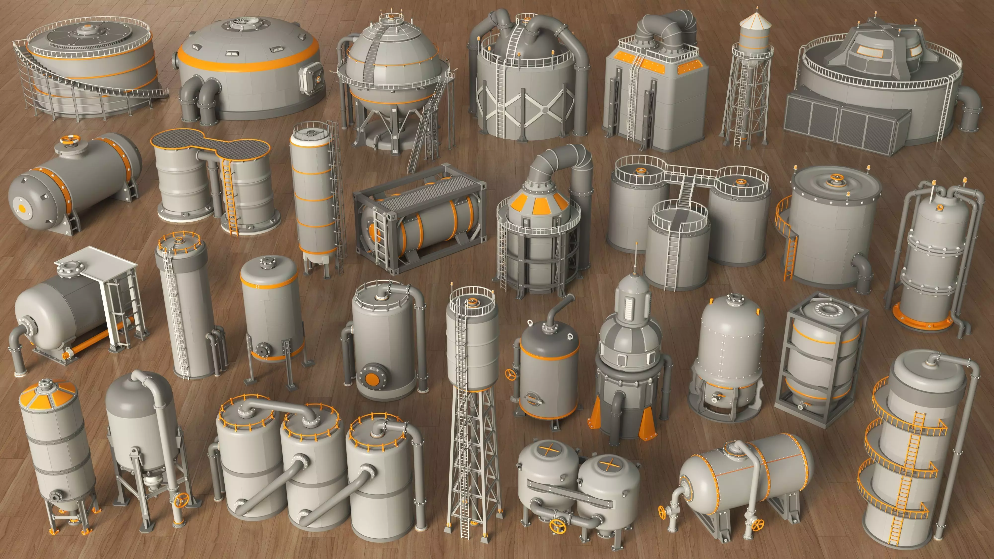 Industrial Tanks - part - 4 - 30 pieces 3D model_0