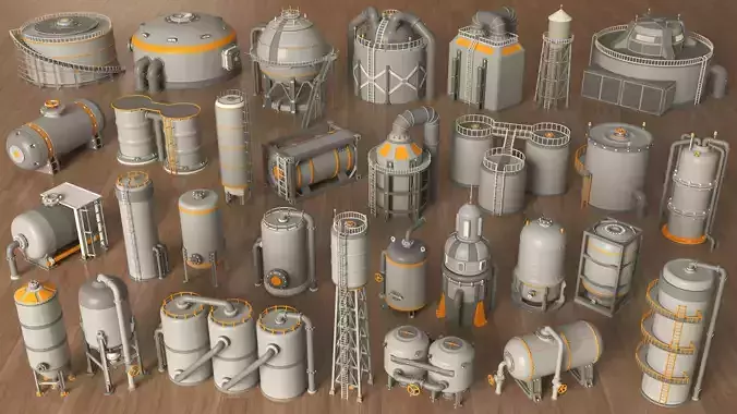 Industrial Tanks - part - 4 - 30 pieces 3D model