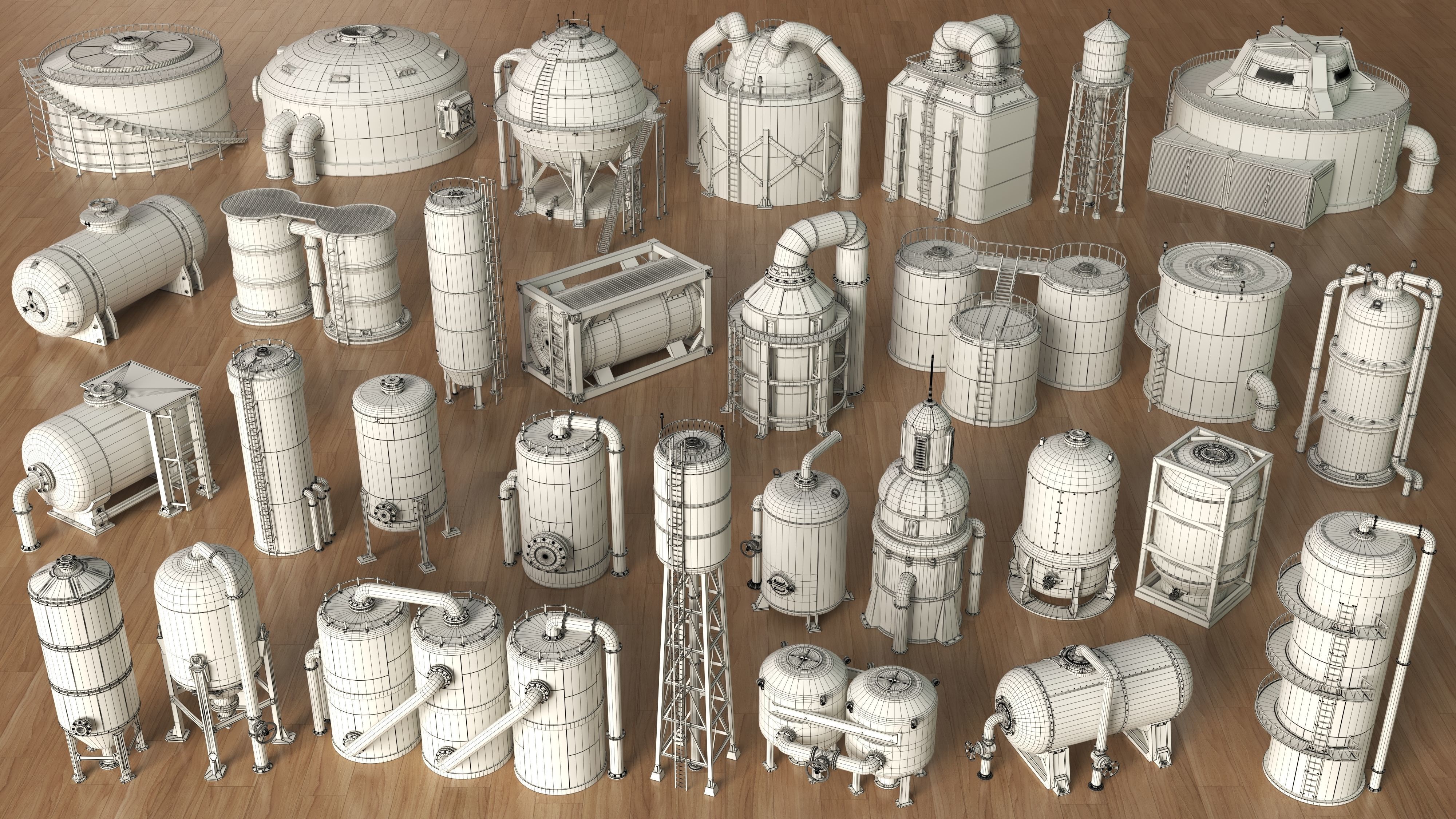 Industrial Tanks - part - 4 - 30 pieces 3D model_1