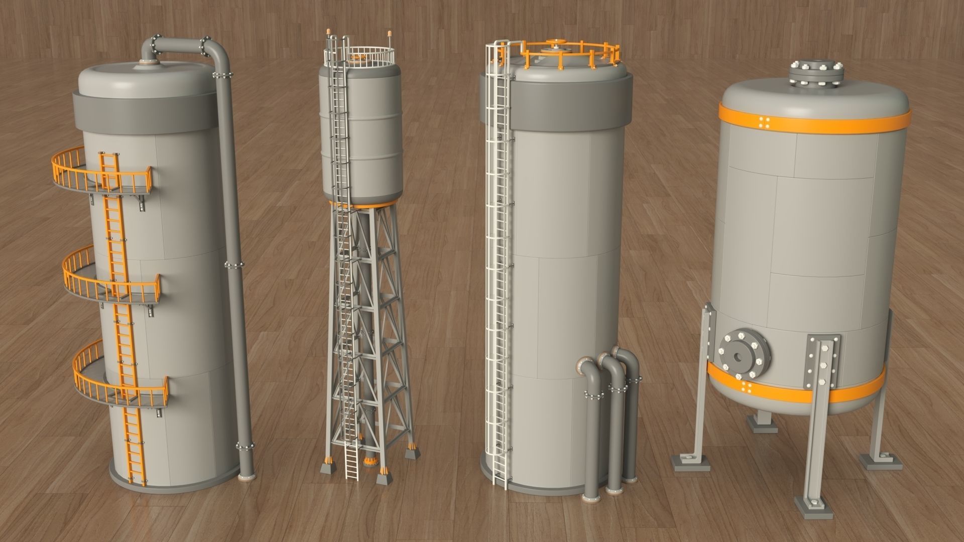 Industrial Tanks - part - 4 - 30 pieces 3D model_15