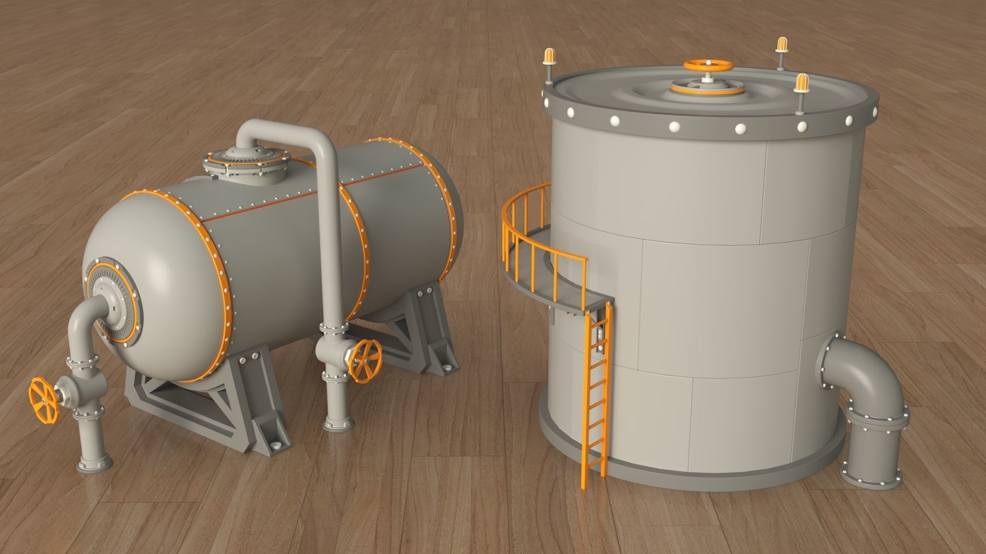 Industrial Tanks - part - 4 - 30 pieces 3D model_14