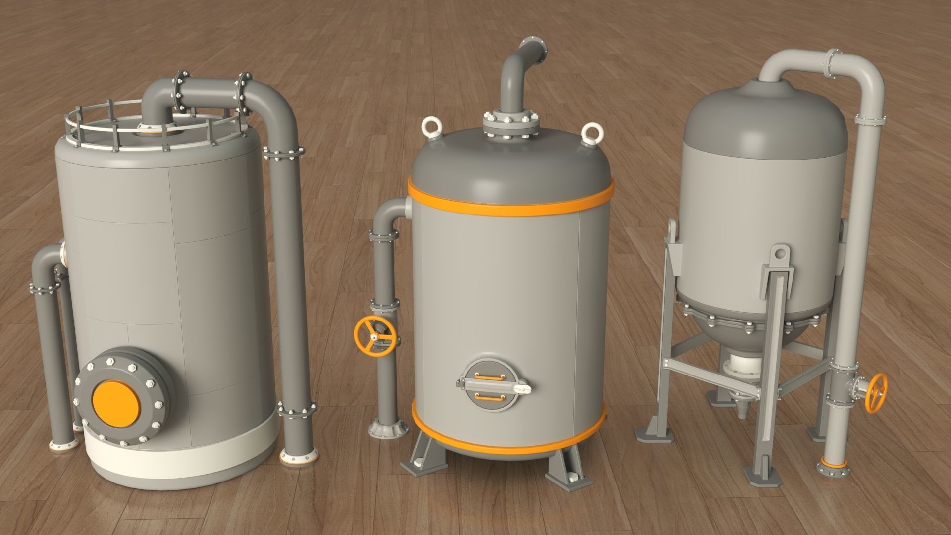 Industrial Tanks - part - 4 - 30 pieces 3D model_13