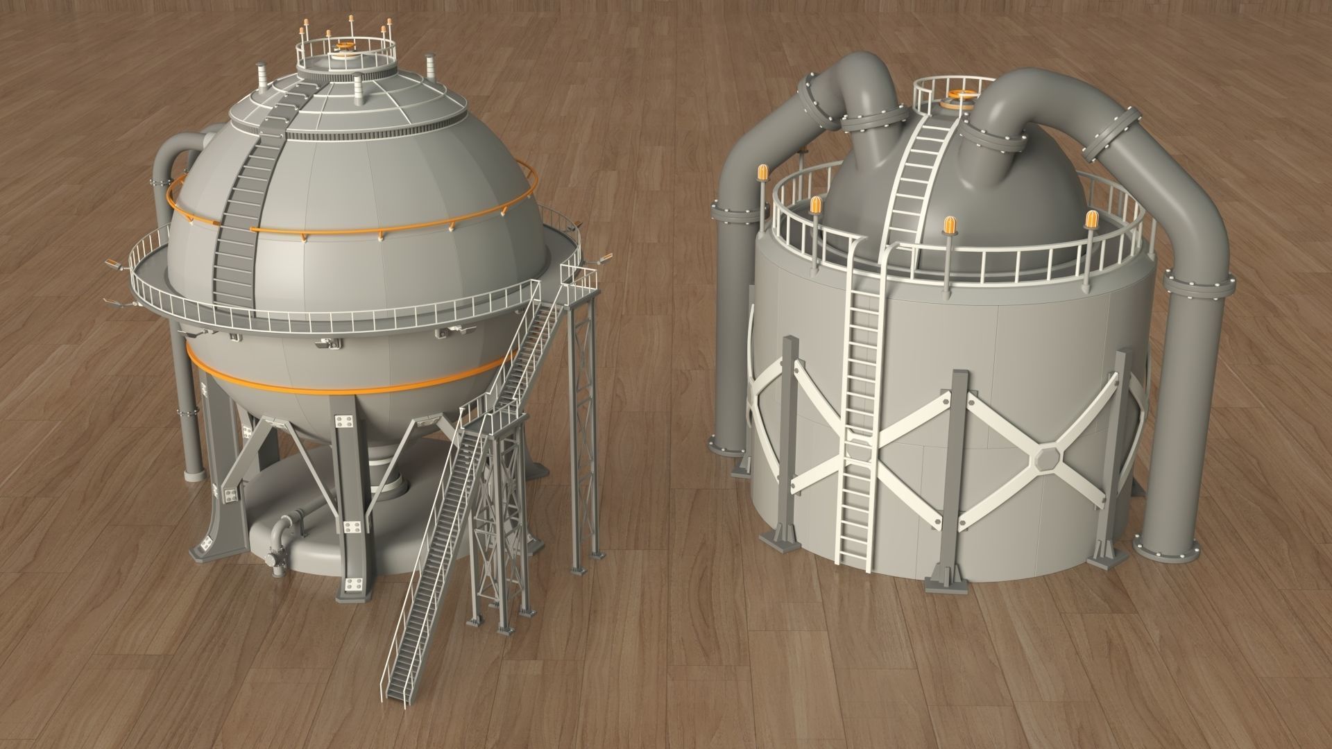 Industrial Tanks - part - 4 - 30 pieces 3D model_4