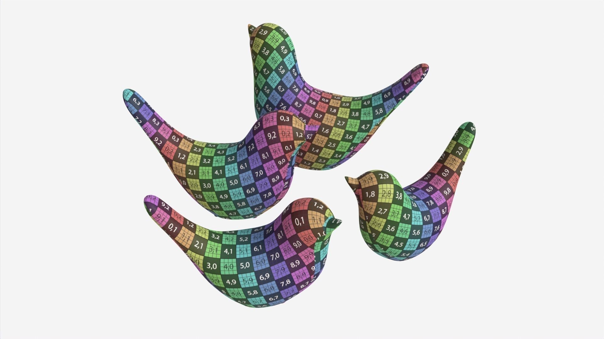 Decorative Ceramic Birds Set 3D model_7