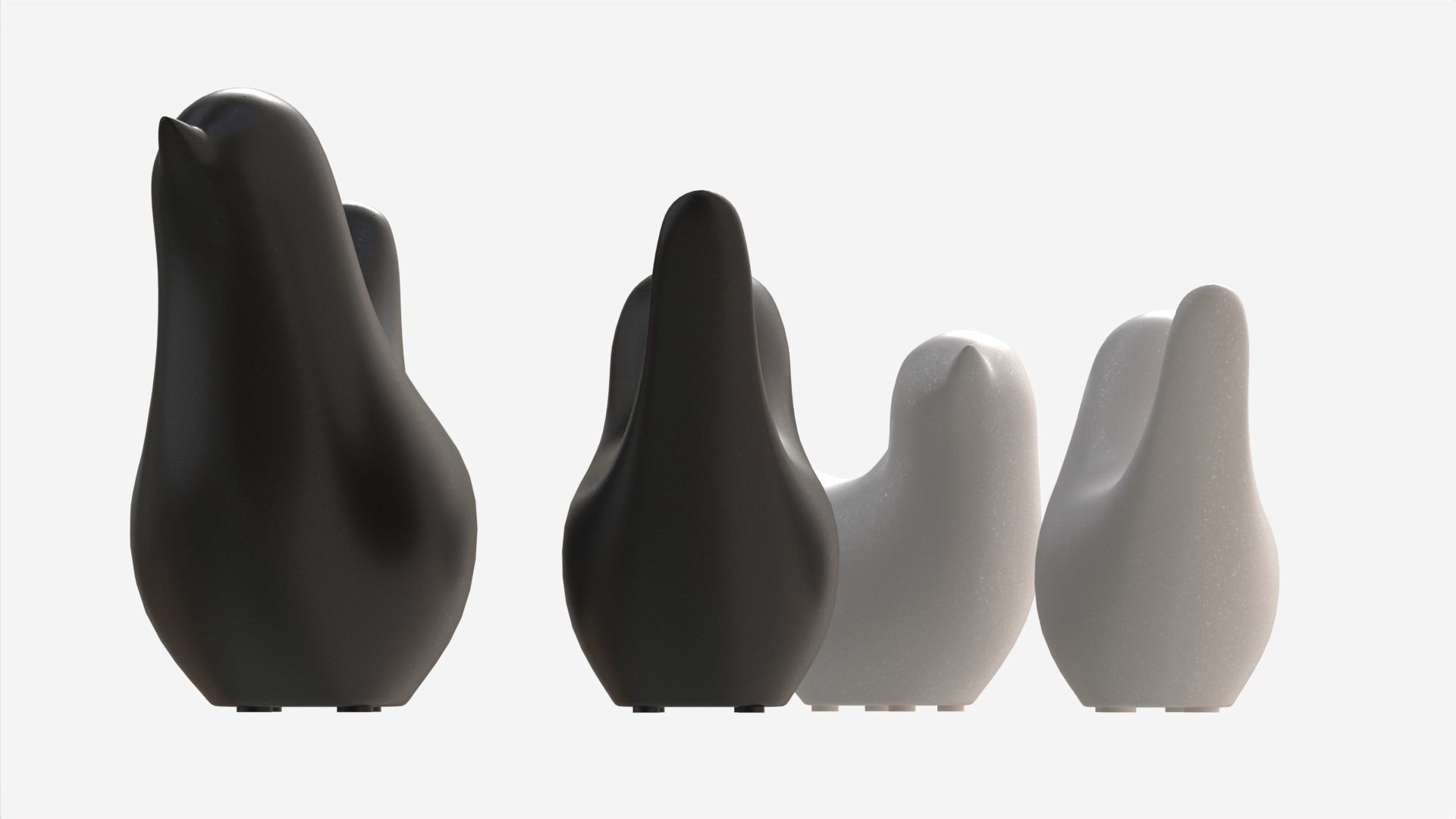 Decorative Ceramic Birds Set 3D model_5