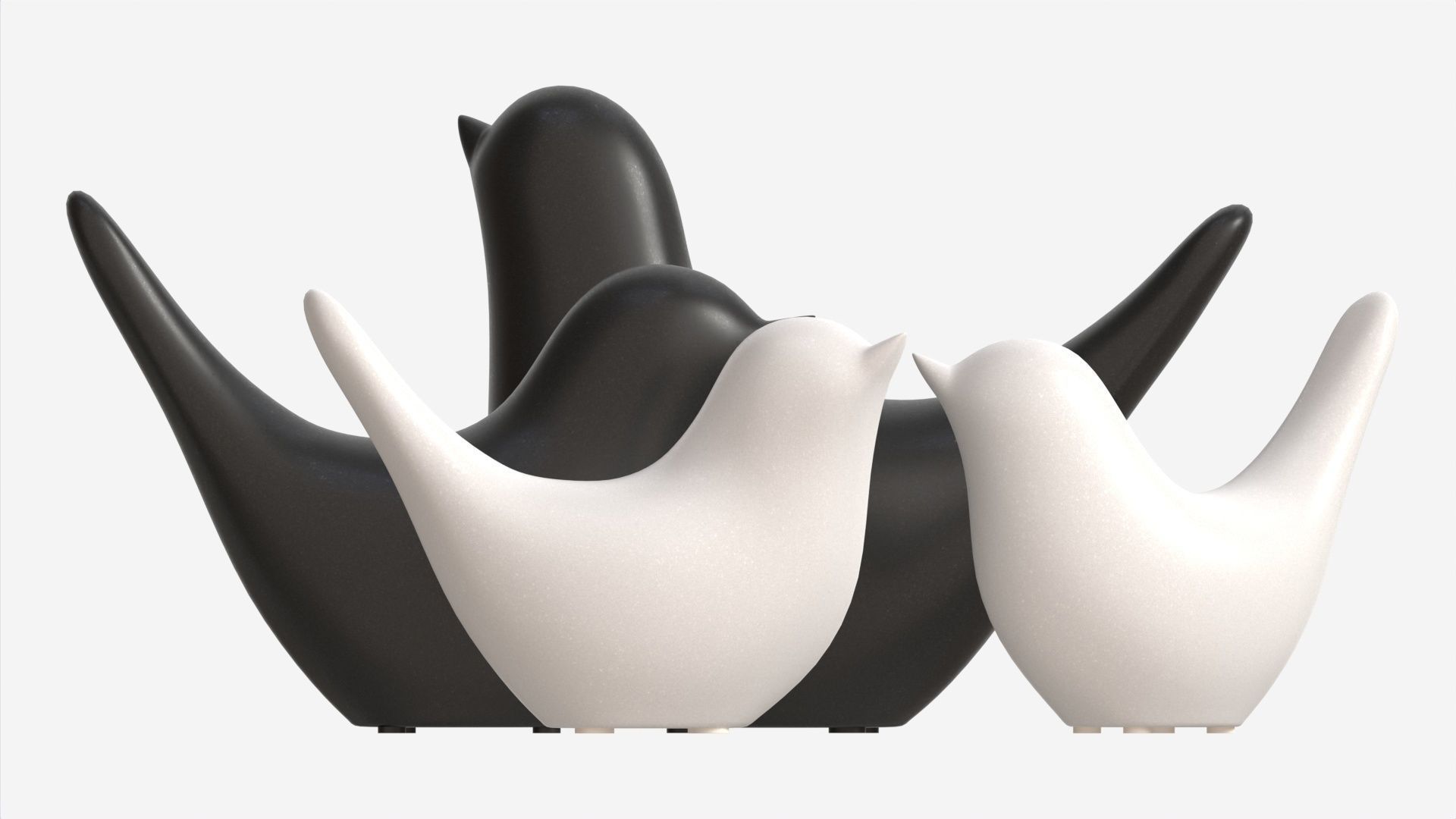 Decorative Ceramic Birds Set 3D model_4