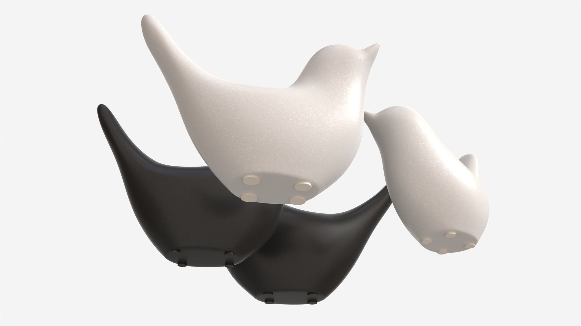 Decorative Ceramic Birds Set 3D model_3