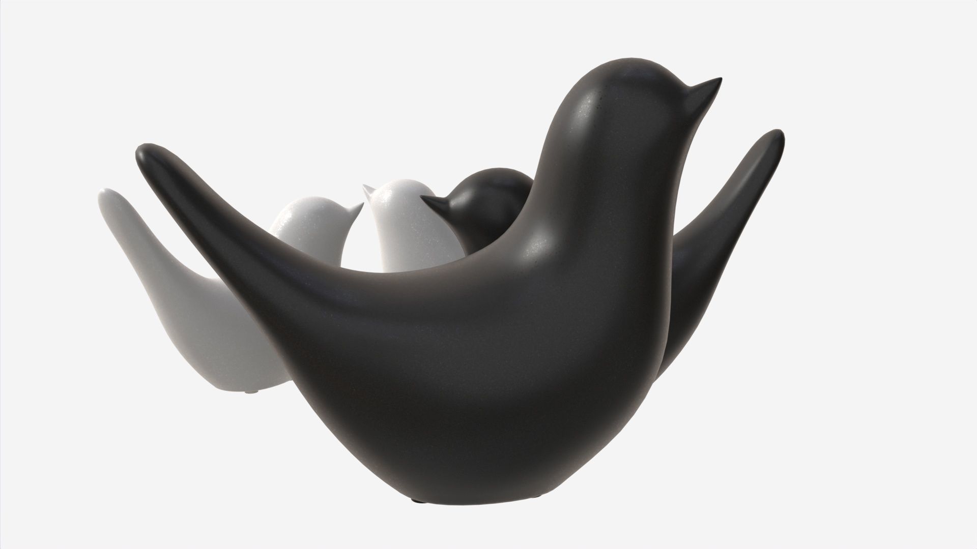 Decorative Ceramic Birds Set 3D model_2