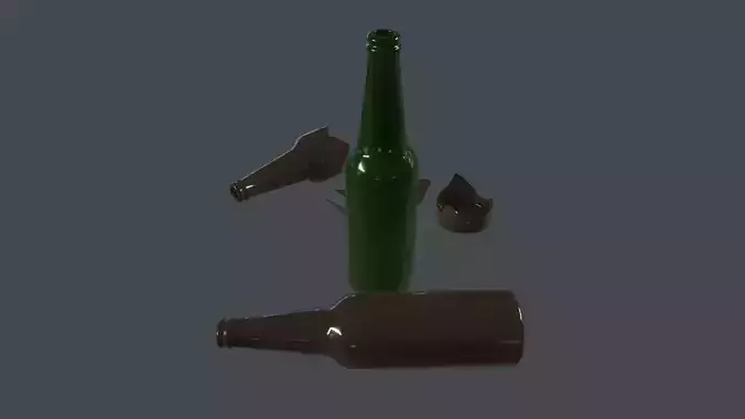  Glass Broken Bottles 3D Model Low-poly 3D model