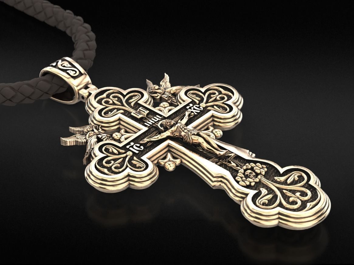 Cross with angels and patterns 770 3D print model_6