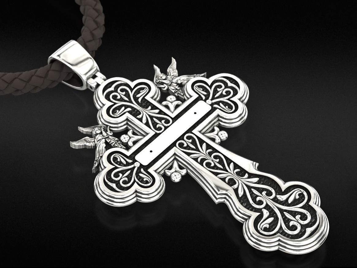 Cross with angels and patterns 770 3D print model_7