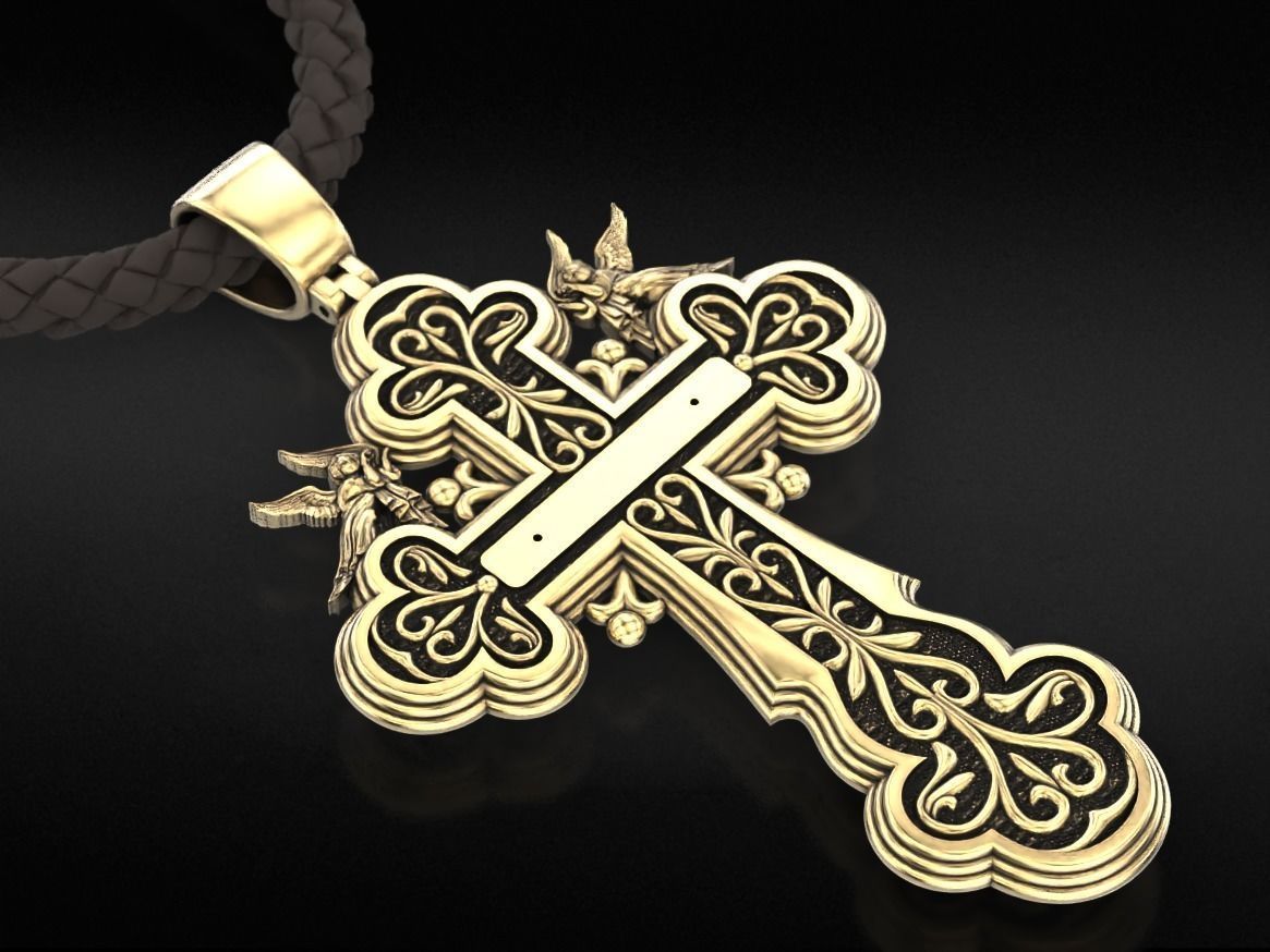 Cross with angels and patterns 770 3D print model_8