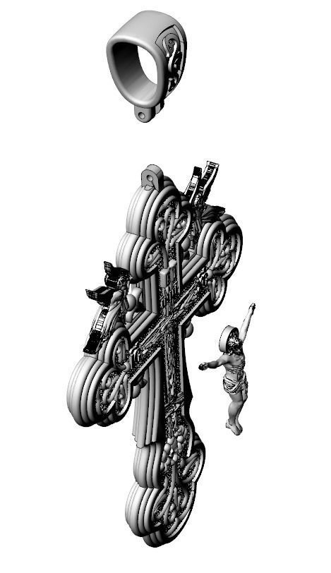 Cross with angels and patterns 770 3D print model_10