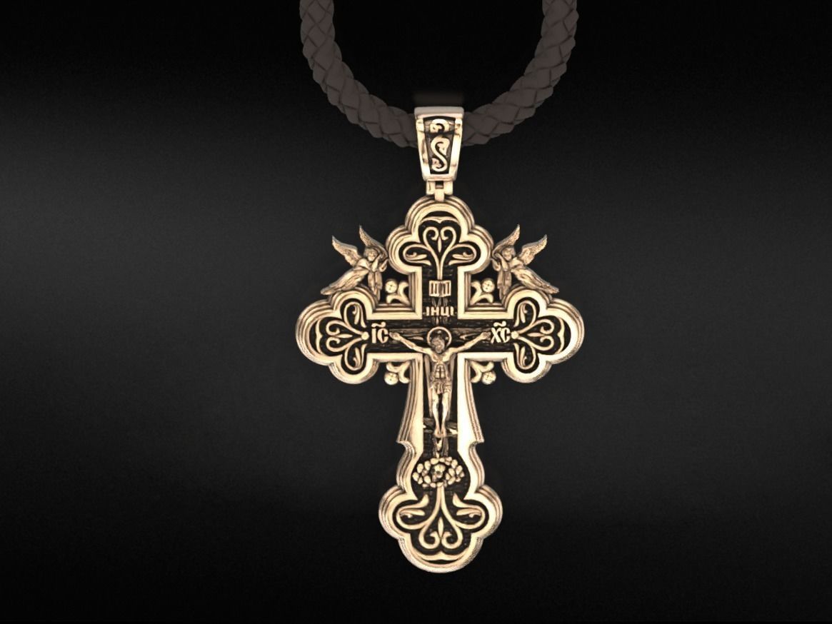 Cross with angels and patterns 770 3D print model_5