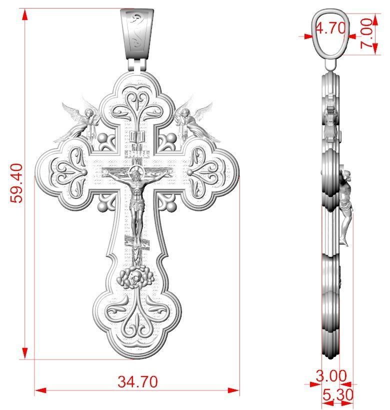 Cross with angels and patterns 770 3D print model_9