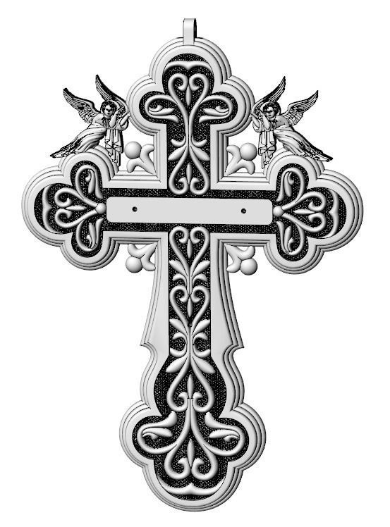 Cross with angels and patterns 770 3D print model_11