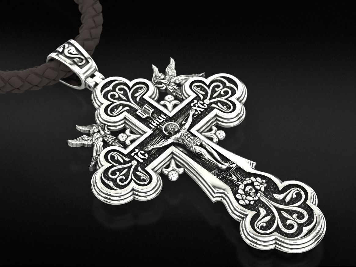 Cross with angels and patterns 770 3D print model_4