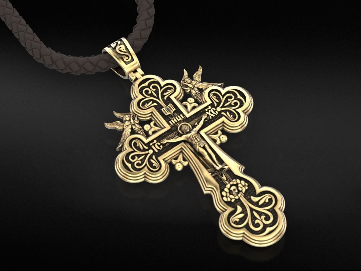Cross with angels and patterns 770 3D print model_1