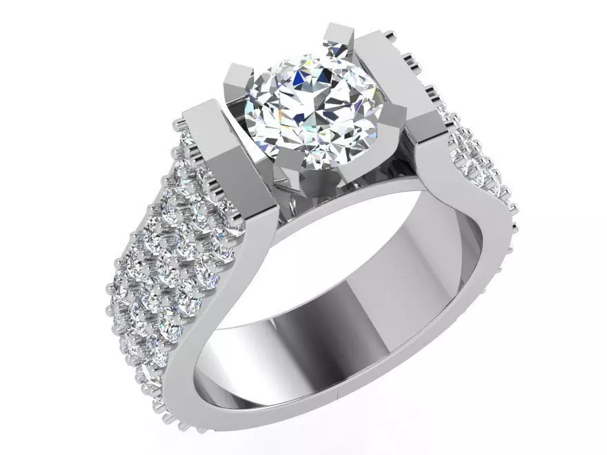 3-Row diamond ring 3601 3D print model 3D print model