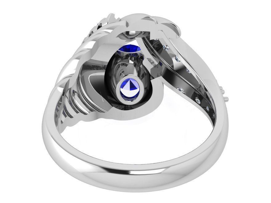 Textured blue stone diamond ring 3603 3D print model 3D print model_3