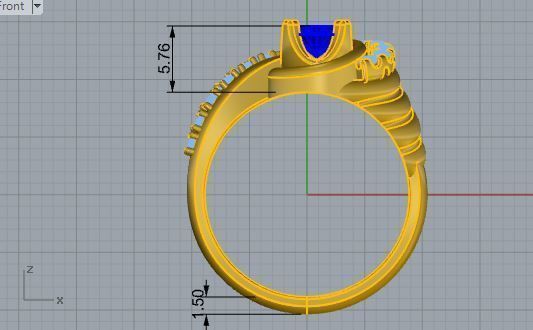 Textured blue stone diamond ring 3603 3D print model 3D print model_5