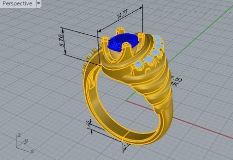 Textured blue stone diamond ring 3603 3D print model 3D print model_7