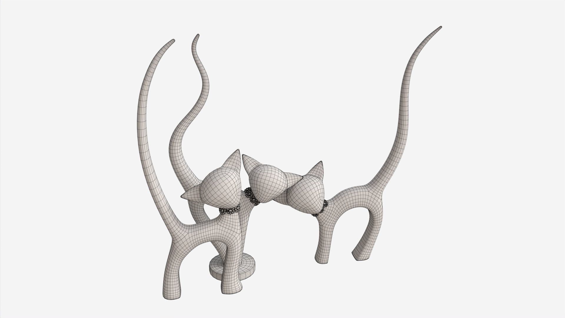 Decorative Ceramic Cats Set 3D model_5