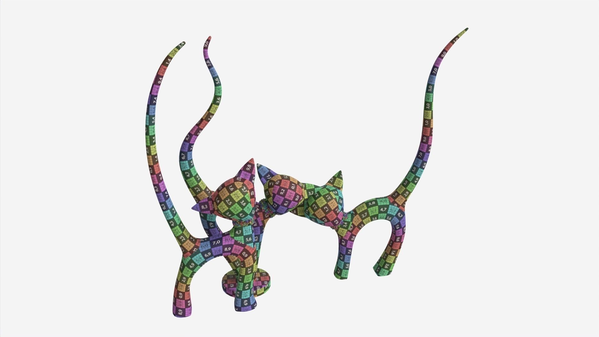 Decorative Ceramic Cats Set 3D model_6