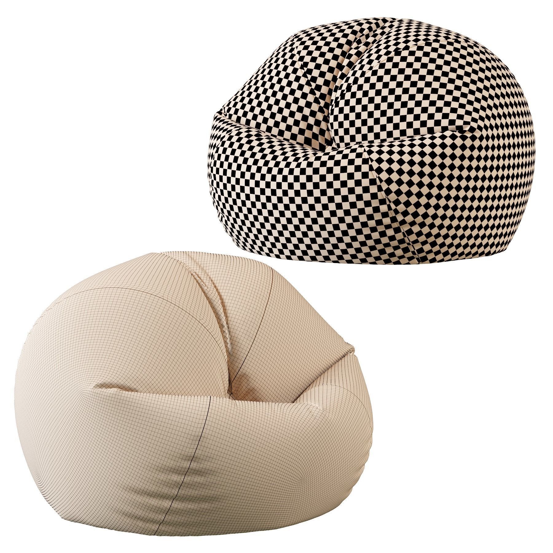  Bean Bag Chair With Bean Filling 3D model_9