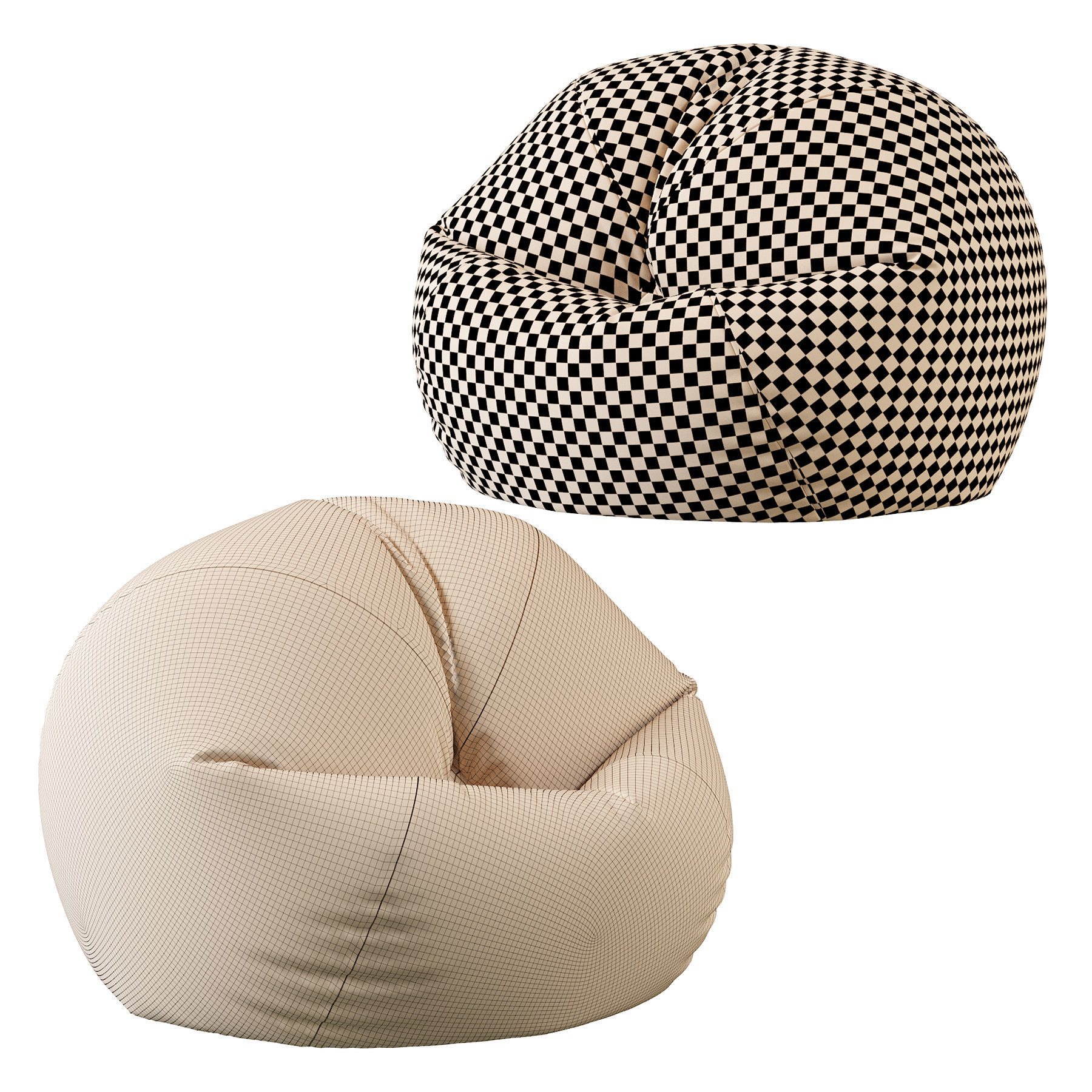  Bean Bag Chair With Bean Filling 3D model_4