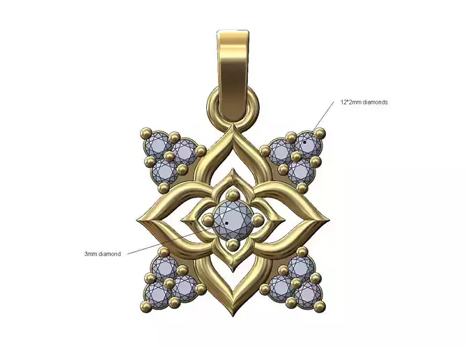Diamond floral star pendant with bail