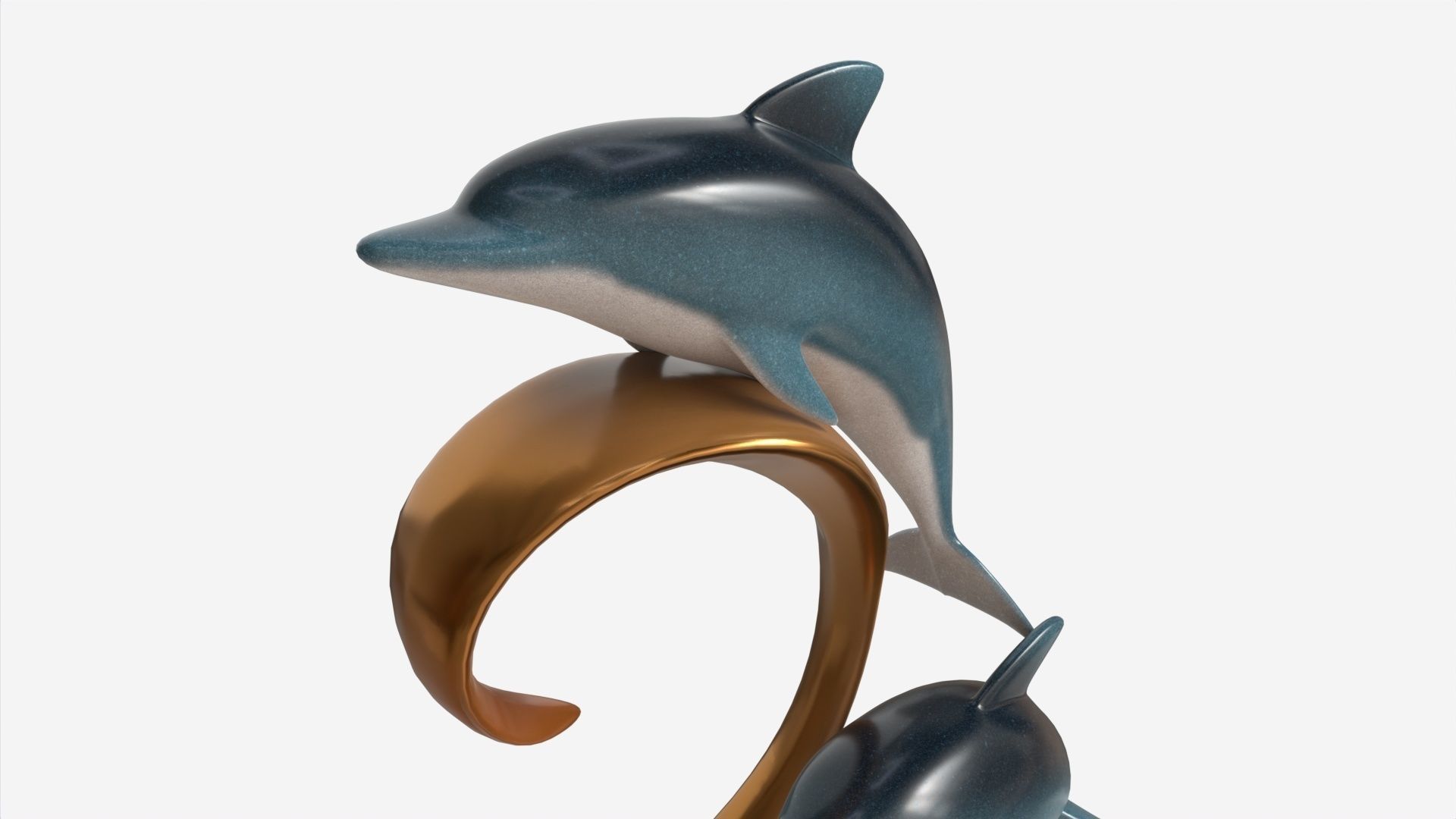 Decorative Ceramic Dolphins Statuette 3D model_1