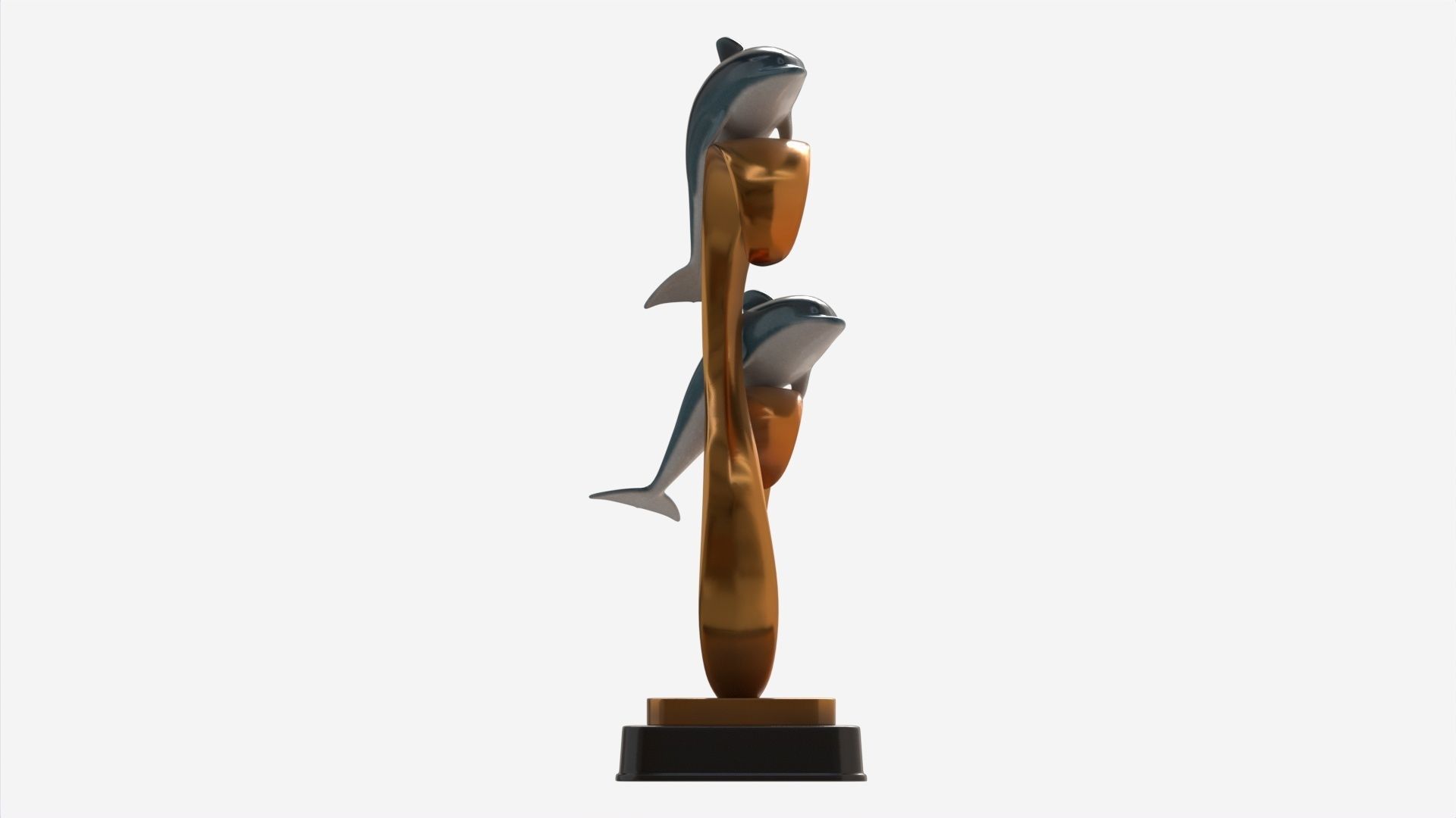 Decorative Ceramic Dolphins Statuette 3D model_5
