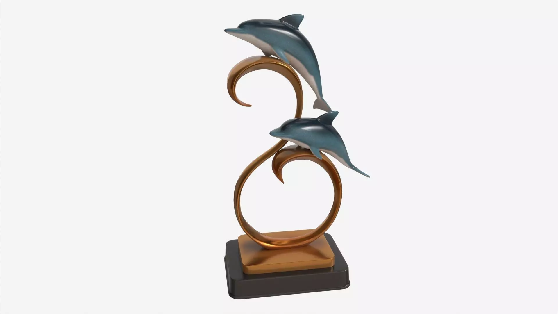 Decorative Ceramic Dolphins Statuette 3D model_0