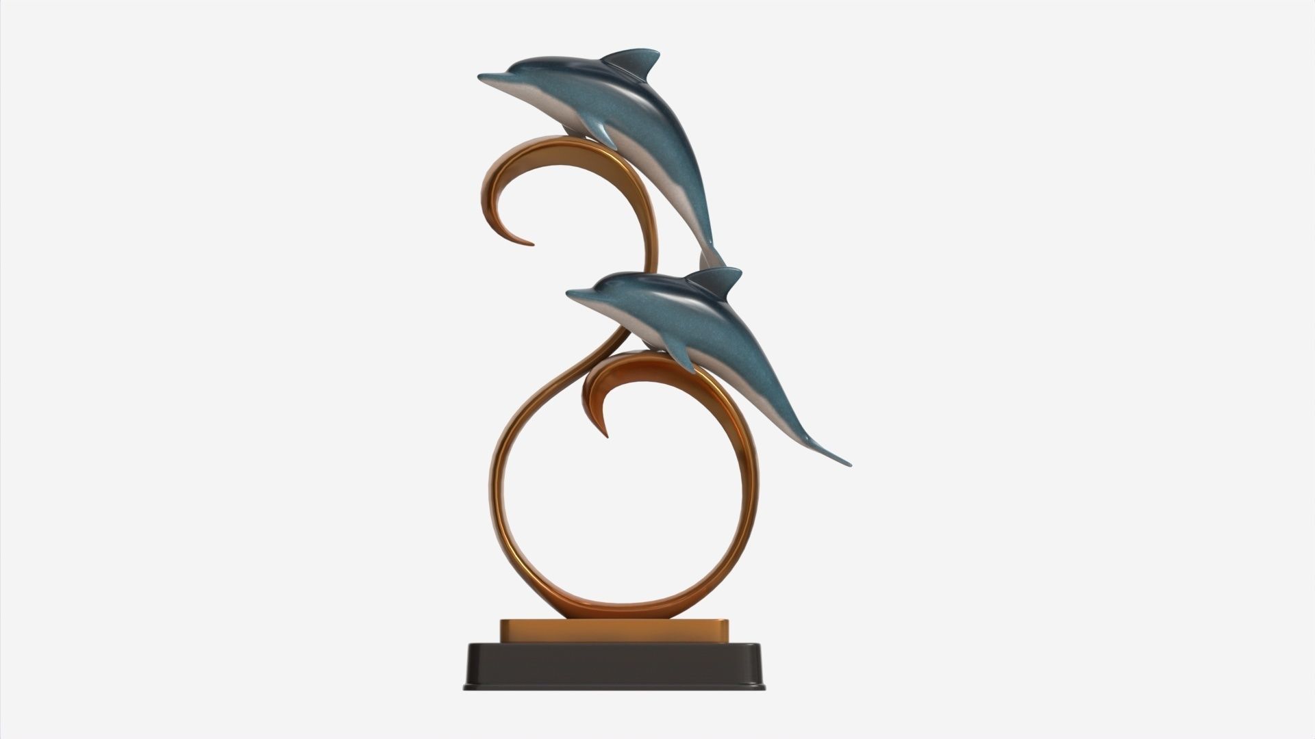 Decorative Ceramic Dolphins Statuette 3D model_4