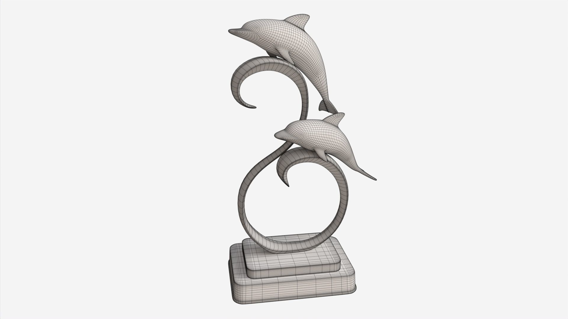 Decorative Ceramic Dolphins Statuette 3D model_6